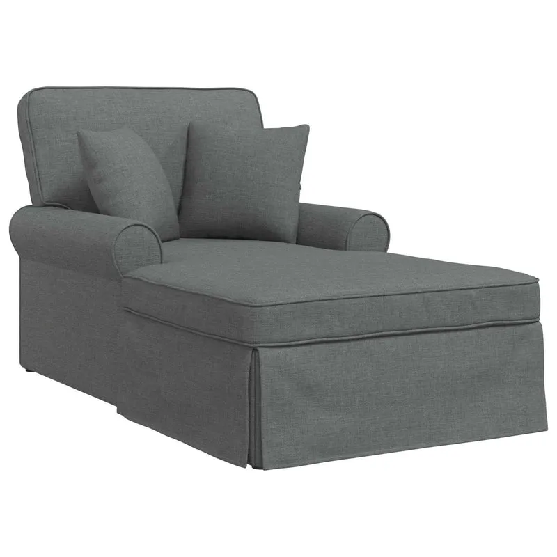 Chaise Lounge com Saia 3 unid. Cinzento Escuro tecido