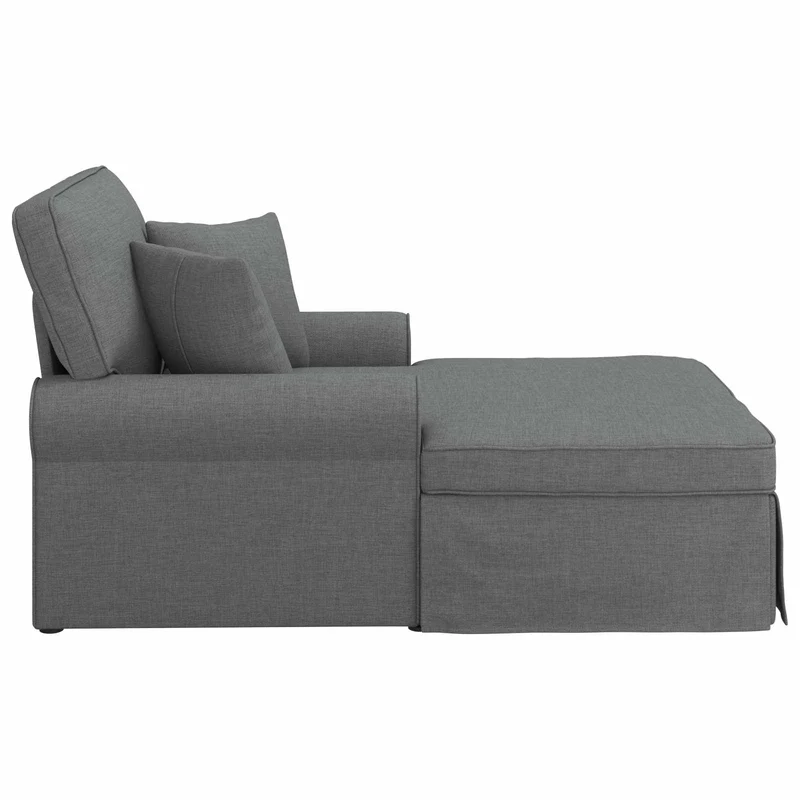 Chaise Lounge com Saia 3 unid. Cinzento Escuro tecido
