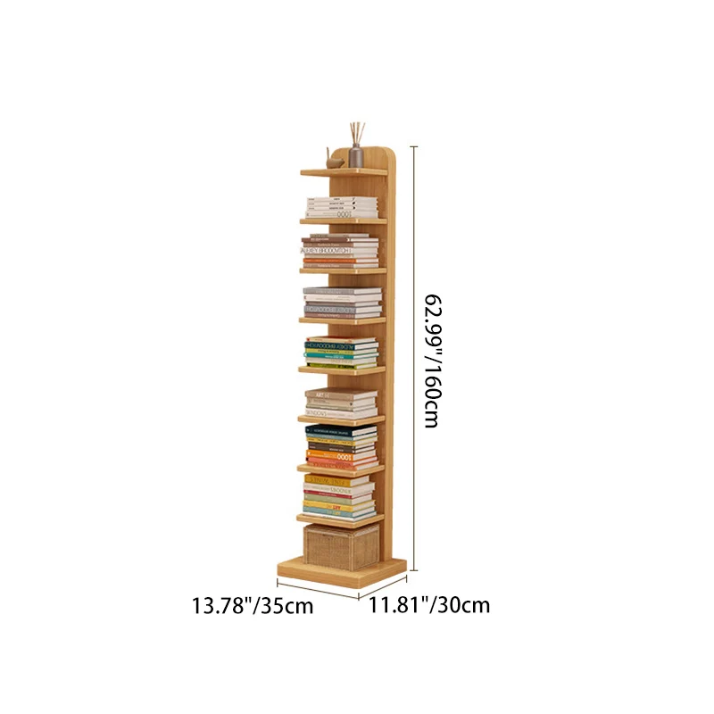 Modern Minimalist Solid Wood Rectangular Bookshelf With 5/9 Tiers For Living Room