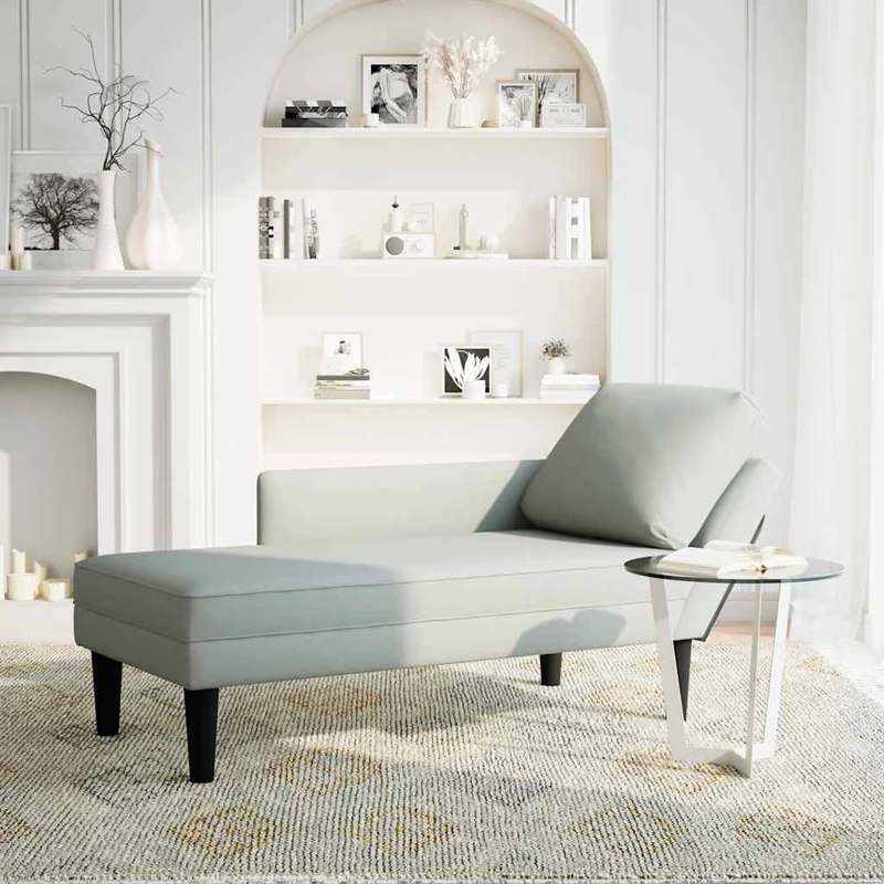 Chaise lounge c/ almofada/apoio de braços direito veludo
