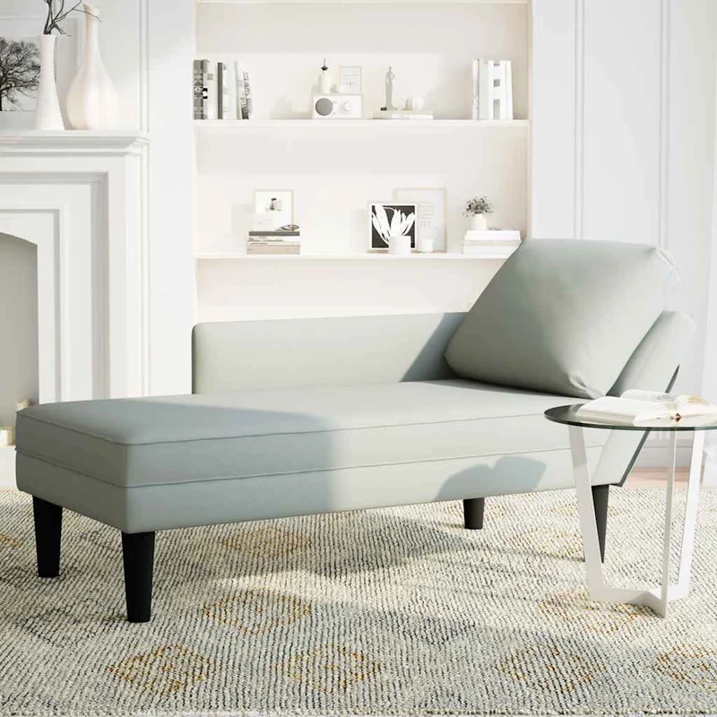 Chaise lounge c/ almofada/apoio de braços direito veludo