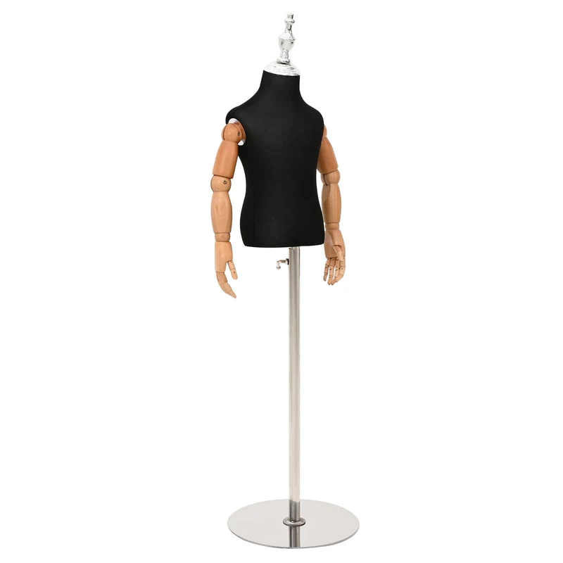 Mannequin Ajustável de 120-157 cm com Base Unisexo PP Preto