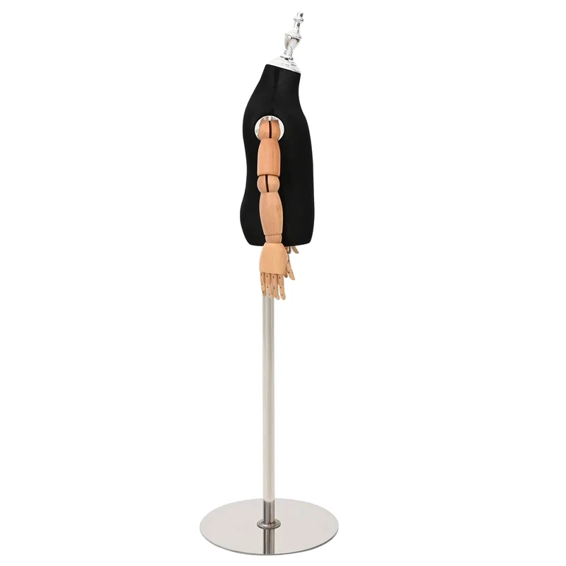 Mannequin Ajustável de 120-157 cm com Base Unisexo PP Preto