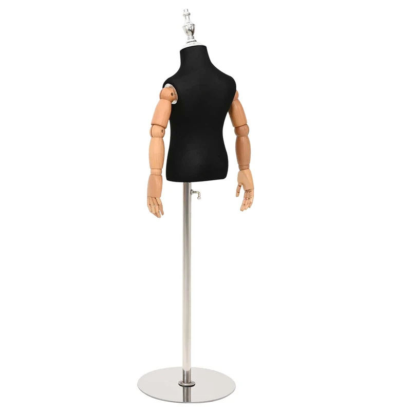 Mannequin Ajustável de 120-157 cm com Base Unisexo PP Preto