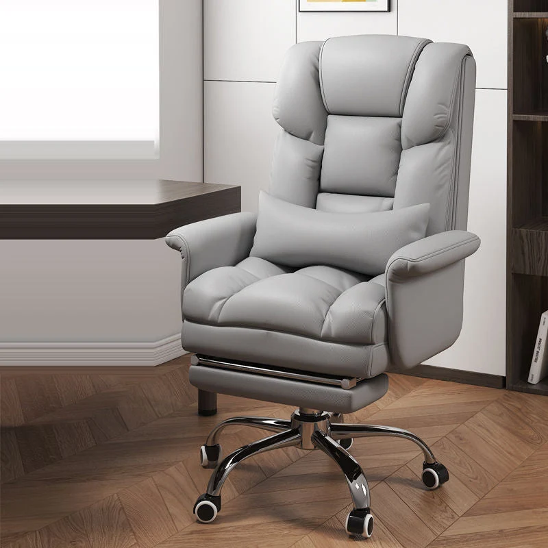 Modern Minimalist PU Leather Iron Rectangular Square Desk Chair Backrest Armrest Footrest For Home Office