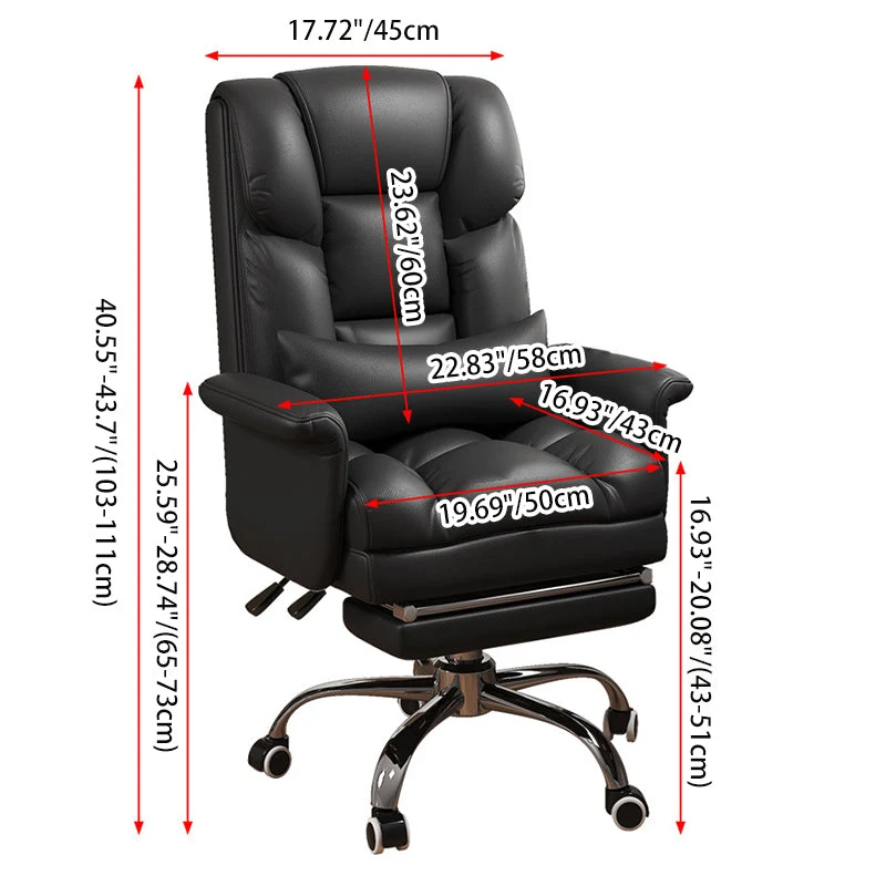 Modern Minimalist PU Leather Iron Rectangular Square Desk Chair Backrest Armrest Footrest For Home Office