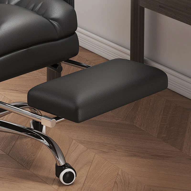 Modern Minimalist PU Leather Iron Rectangular Square Desk Chair Backrest Armrest Footrest For Home Office