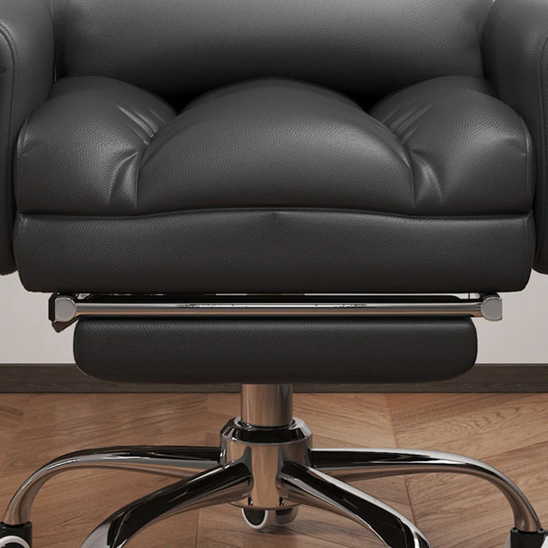 Modern Minimalist PU Leather Iron Rectangular Square Desk Chair Backrest Armrest Footrest For Home Office