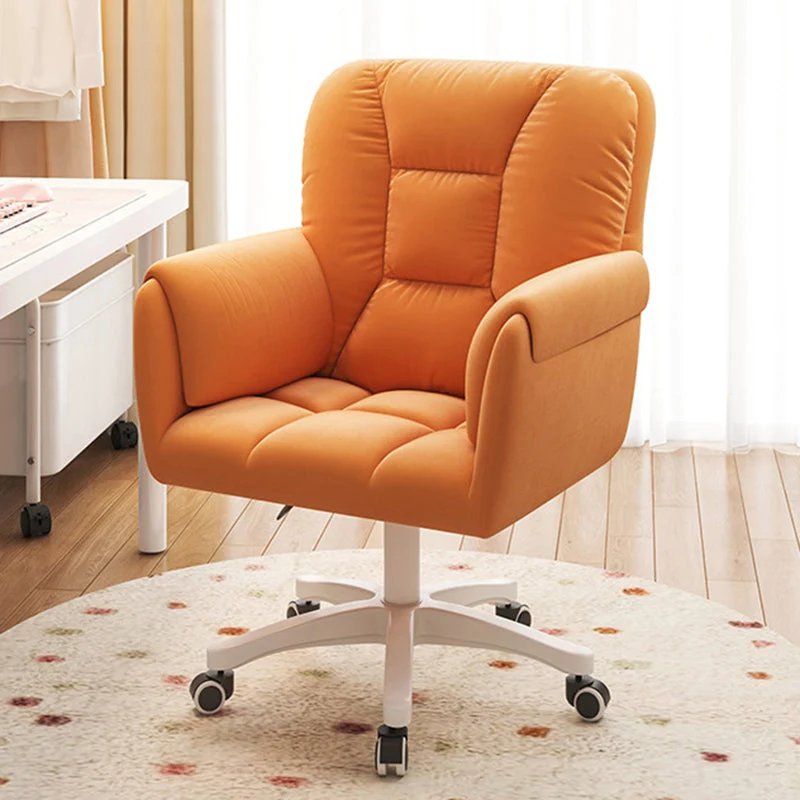 Modern Simplicity Faux Leather Velvet Cotton Sponge Iron Nylon Square Desk Chair Backrest Armrest Swivel For Home Office