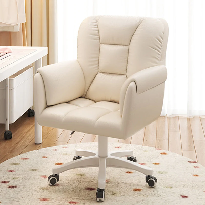 Modern Simplicity Faux Leather Velvet Cotton Sponge Iron Nylon Square Desk Chair Backrest Armrest Swivel For Home Office