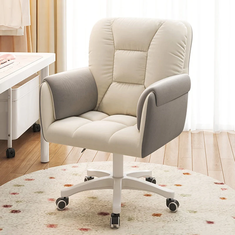 Modern Simplicity Faux Leather Velvet Cotton Sponge Iron Nylon Square Desk Chair Backrest Armrest Swivel For Home Office