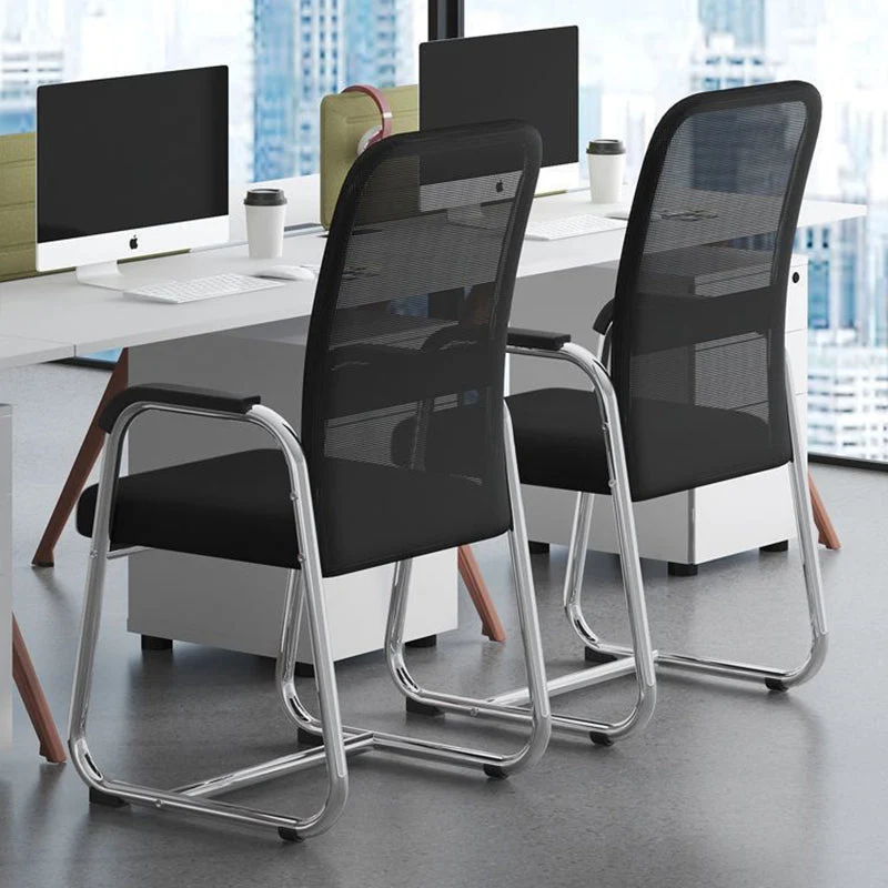 Modern Minimalist Rectangular Square Iron Mesh Desk Chair Backrest Armrest For Home Office