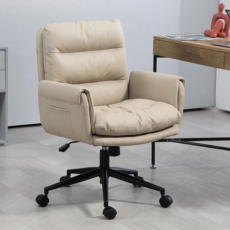Modern Minimalist Microfiber Leather Sponge Cotton Sponge Steel Square Desk Chair Backrest Adjustable For Home Office