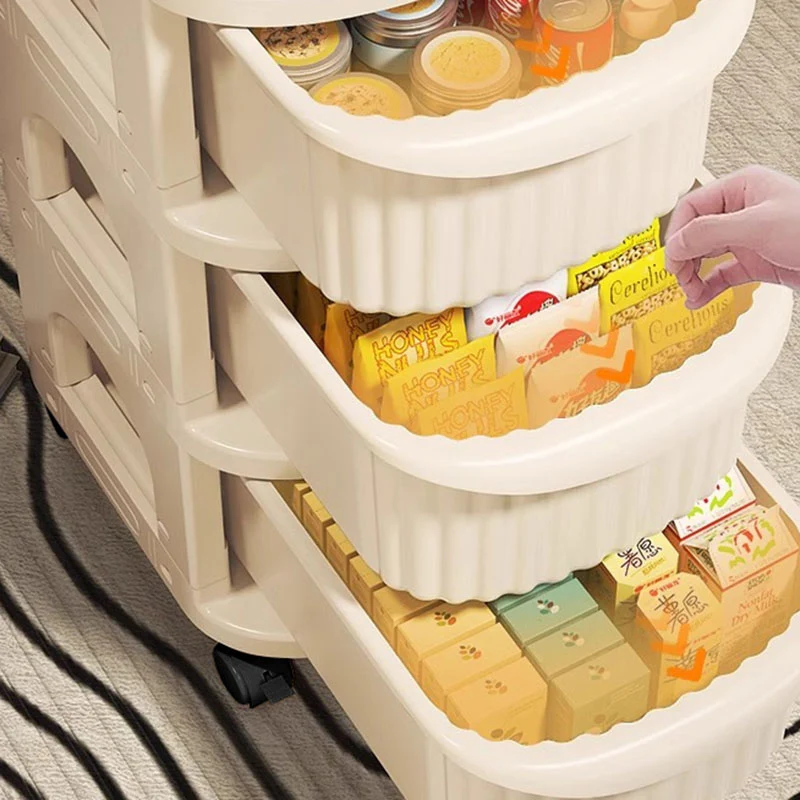 Modern Minimalist PP Mobile Rounded Square Storage Shelf With 2/3/4/5 Layers For Living Room