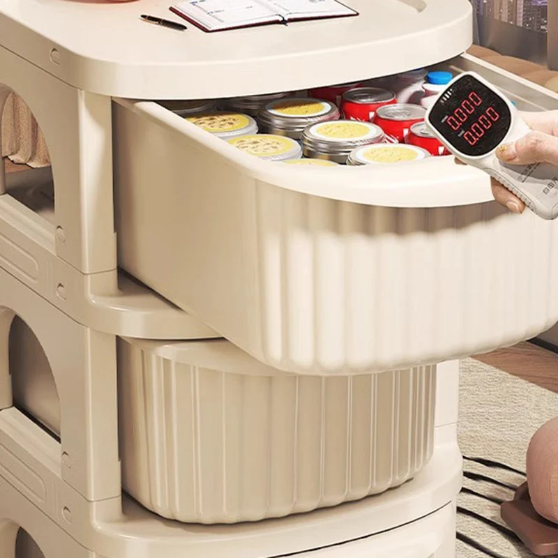 Modern Minimalist PP Mobile Rounded Square Storage Shelf With 2/3/4/5 Layers For Living Room