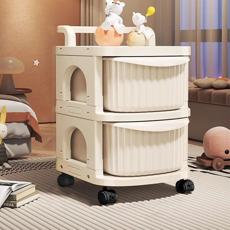 Modern Minimalist PP Mobile Rounded Square Storage Shelf With 2/3/4/5 Layers For Living Room