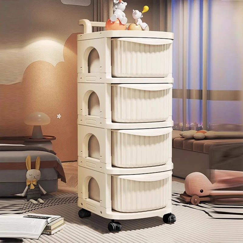 Modern Minimalist PP Mobile Rounded Square Storage Shelf With 2/3/4/5 Layers For Living Room