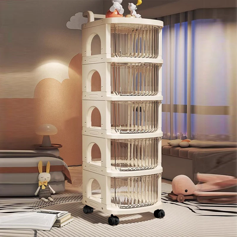 Modern Minimalist PP Mobile Rounded Square Storage Shelf With 2/3/4/5 Layers For Living Room