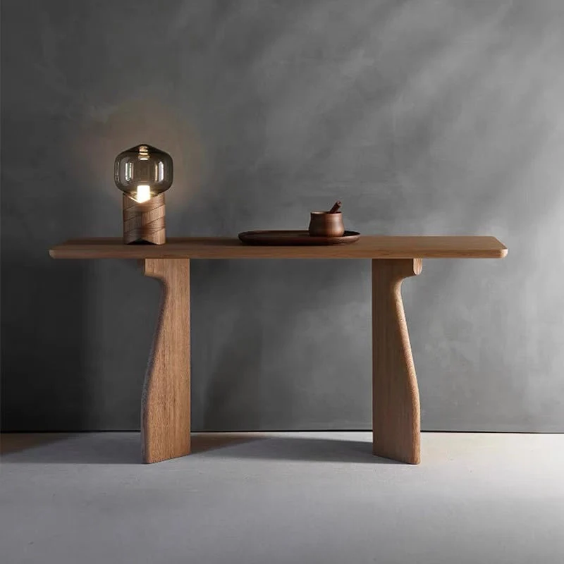 Traditional Chinese Rectangular Pine Wood Console Table For Entryways