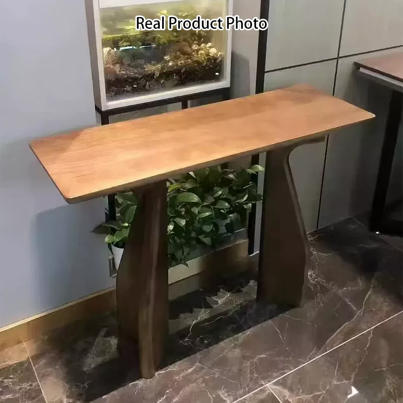 Traditional Chinese Rectangular Pine Wood Console Table For Entryways