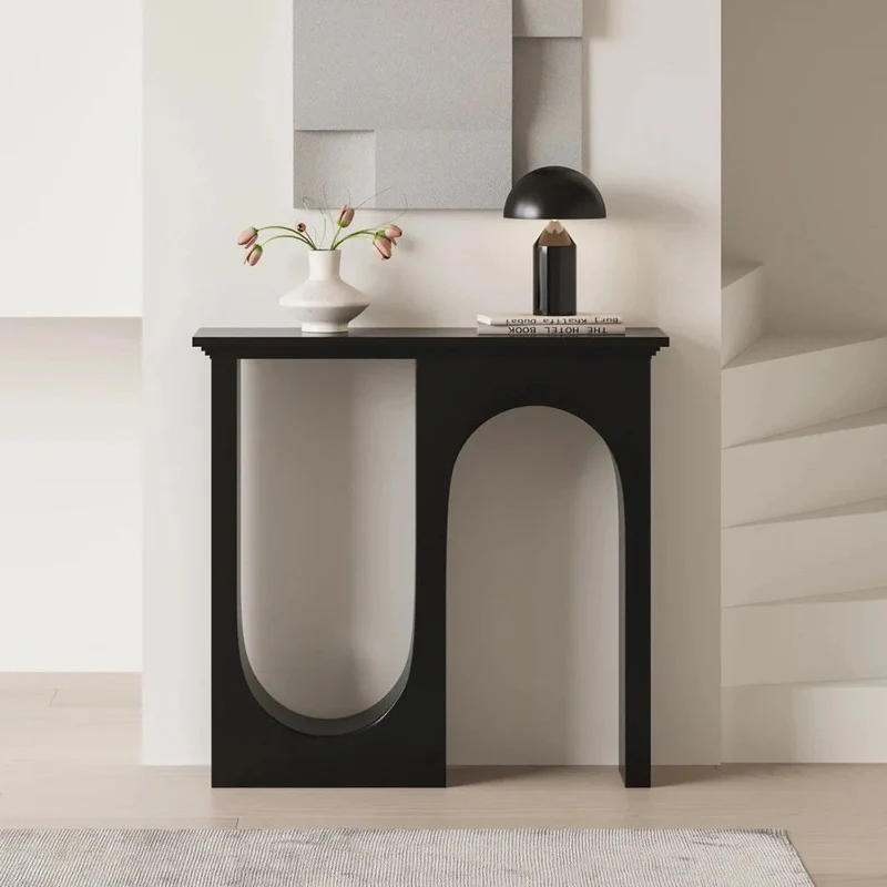 Modern Minimalist Rectangular Medium Density Fiberboard Console Table 3-Leg U-Shaped Design Durable For Entryways