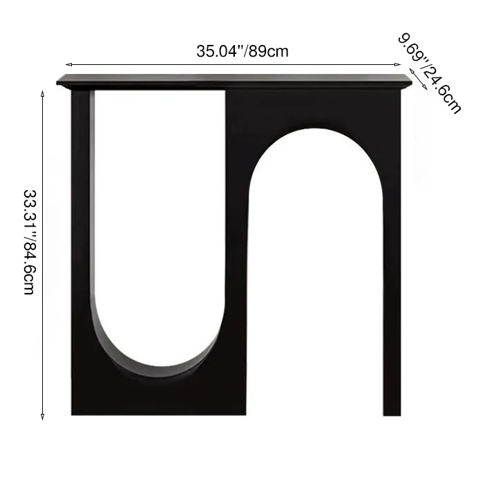 Modern Minimalist Rectangular Medium Density Fiberboard Console Table 3-Leg U-Shaped Design Durable For Entryways