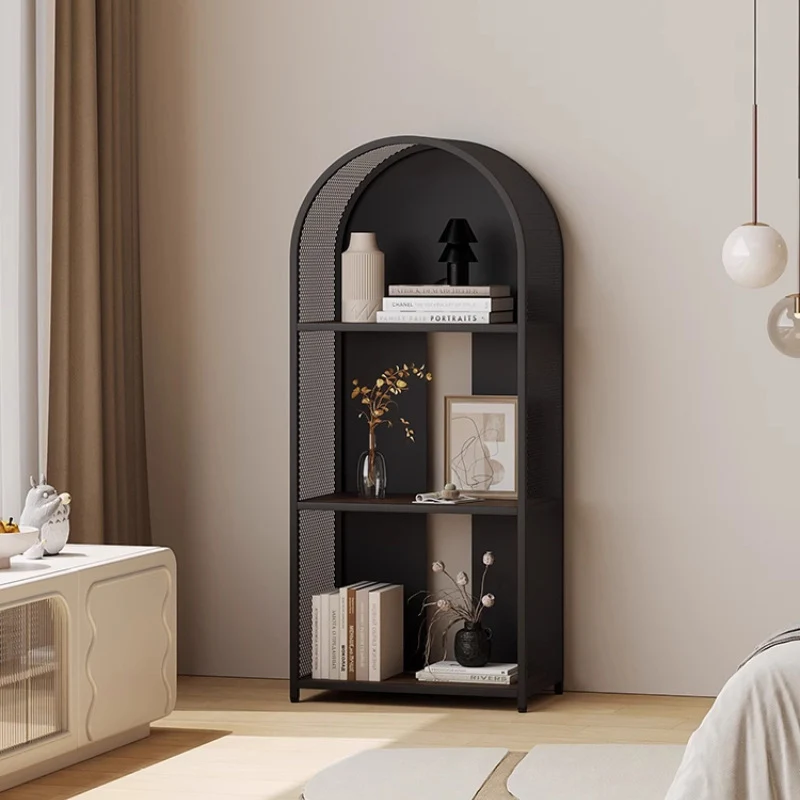 Modern Minimalist Round Rectangular Metal Solid Wood Multi-Layer Bookshelves 2/3-Tier Sturdy Durable For Home Office