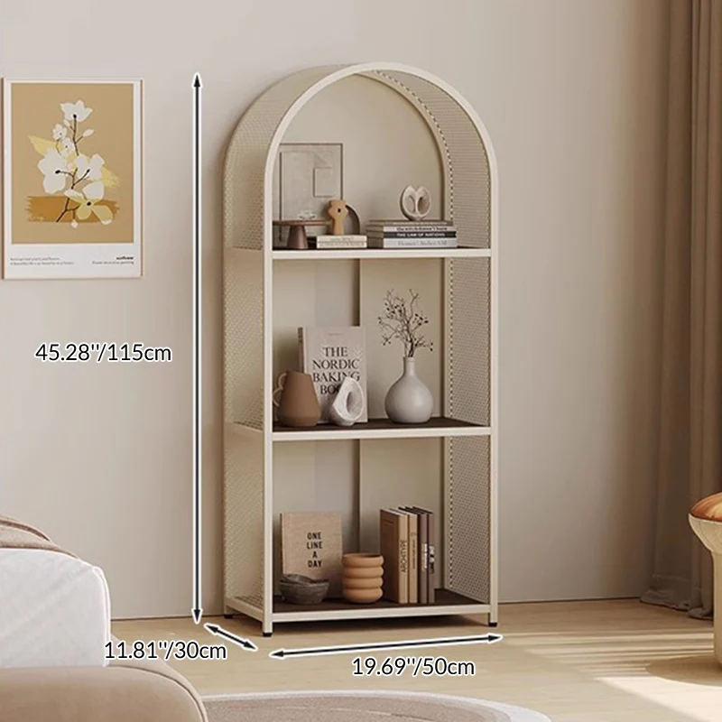 Modern Minimalist Round Rectangular Metal Solid Wood Multi-Layer Bookshelves 2/3-Tier Sturdy Durable For Home Office