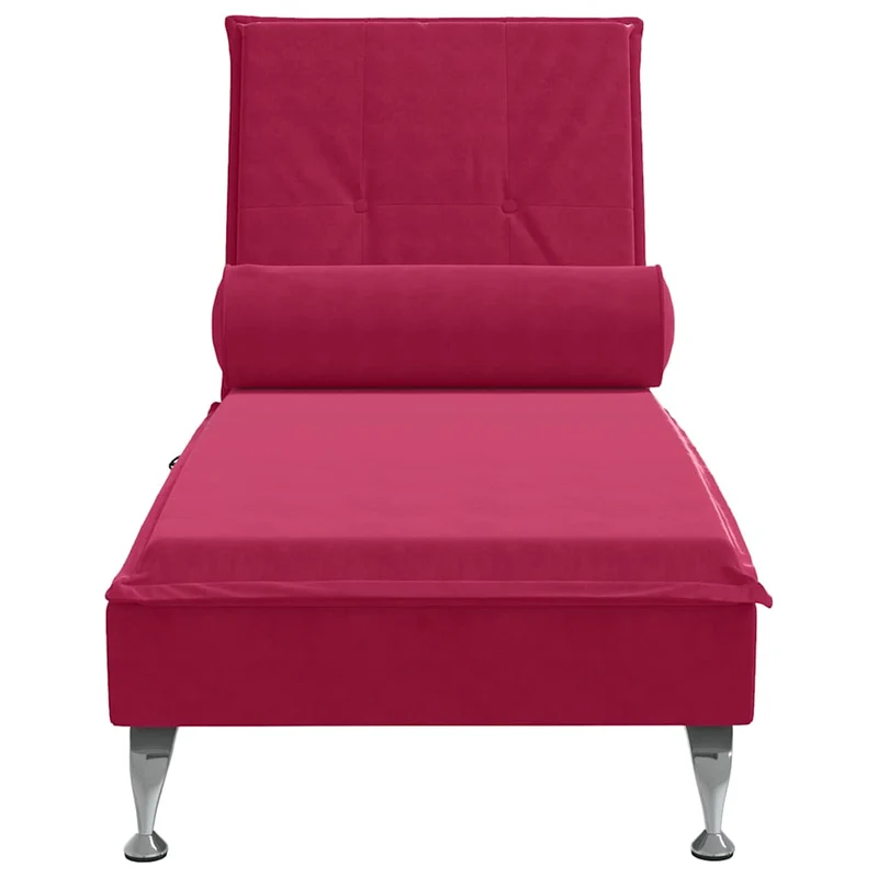 Chaise lounge de massagem com rolo veludo vermelho tinto