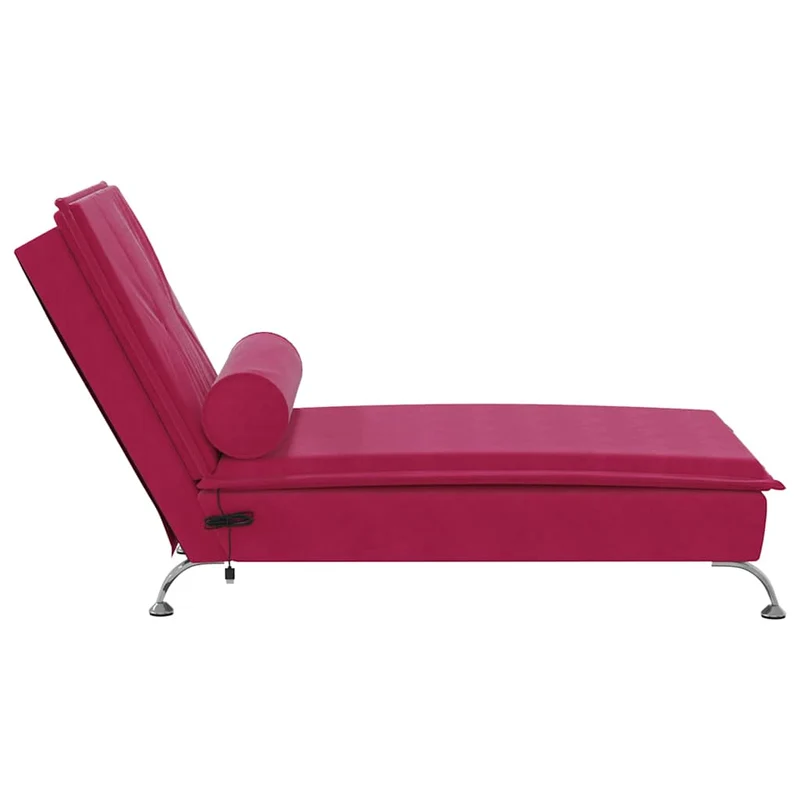 Chaise lounge de massagem com rolo veludo vermelho tinto
