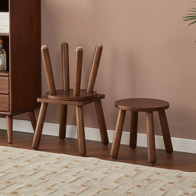 Modern Minimalist Square Rubberwood Chair Backless For Living Room