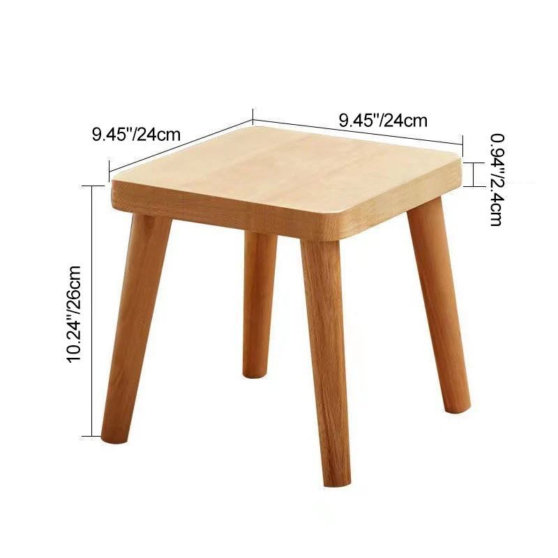 Modern Minimalist Square Rubberwood Chair Backless For Living Room