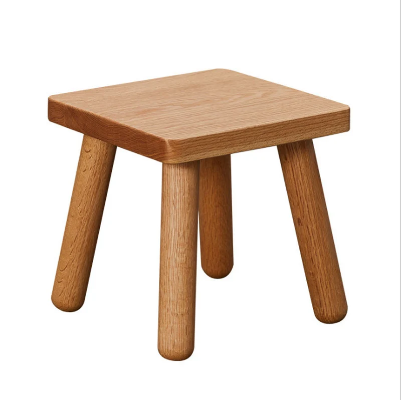 Modern Minimalist Square Rubberwood Chair Backless For Living Room