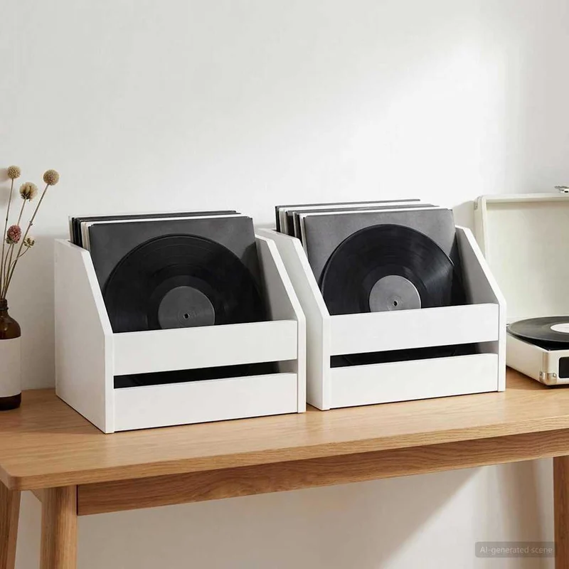 Caixa de Álbum de Vinil 2 unid. Branco 38 x 30 x 29 cm