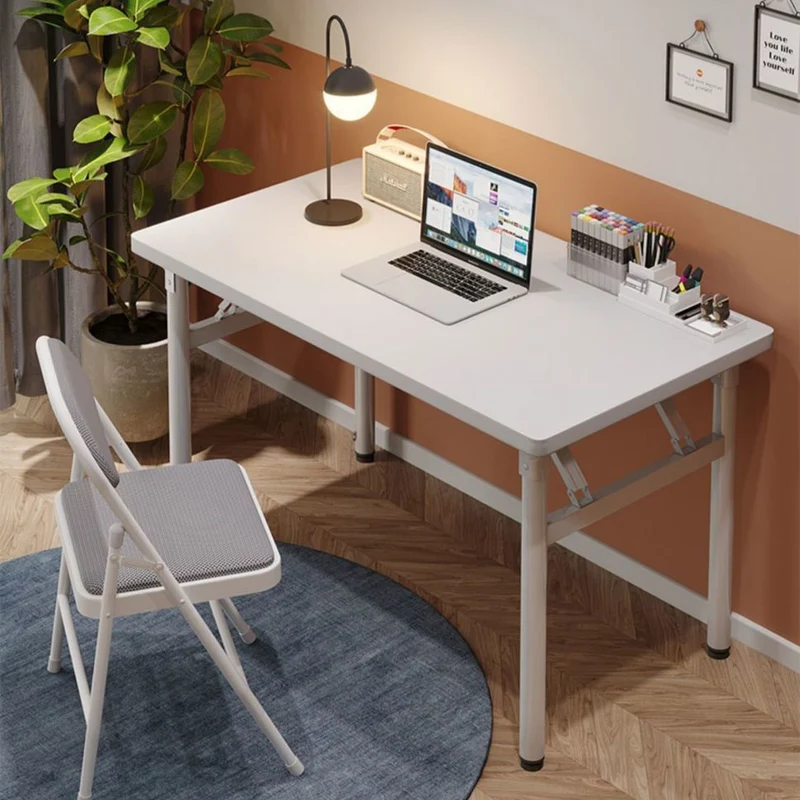 Modern Minimalist Foldable Rectangular Plank Steel Desk For Home Office