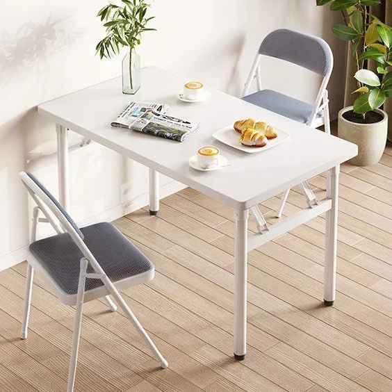 Modern Minimalist Foldable Rectangular Plank Steel Desk For Home Office