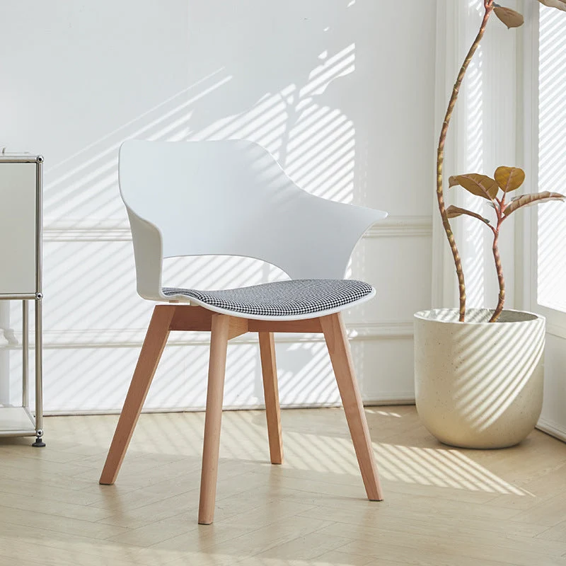Contemporary Nordic Square Trapezoidal PP Plastic Stainless Steel Basswood Chair Backrest For Living Room