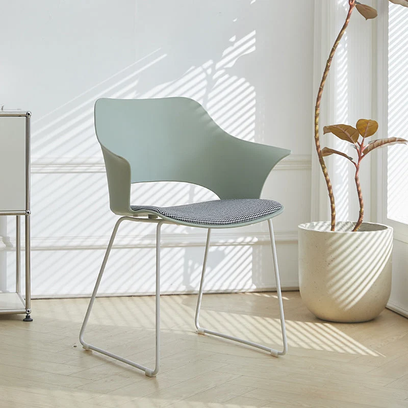 Contemporary Nordic Square Trapezoidal PP Plastic Stainless Steel Basswood Chair Backrest For Living Room