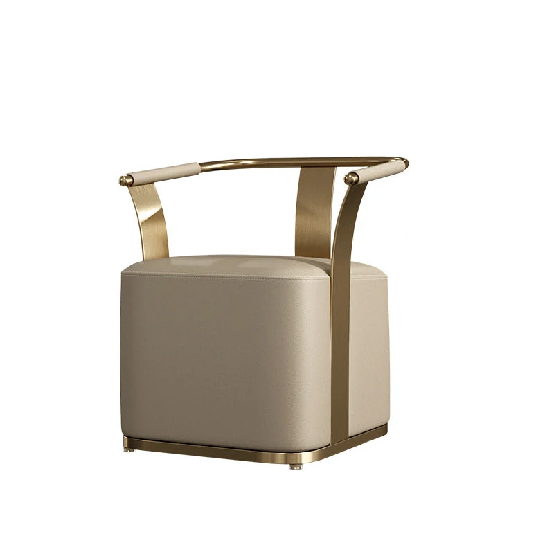 Modern Minimalist Square Stainless Steel Microfiber Leather Chair Backrest Armrest For Living Room