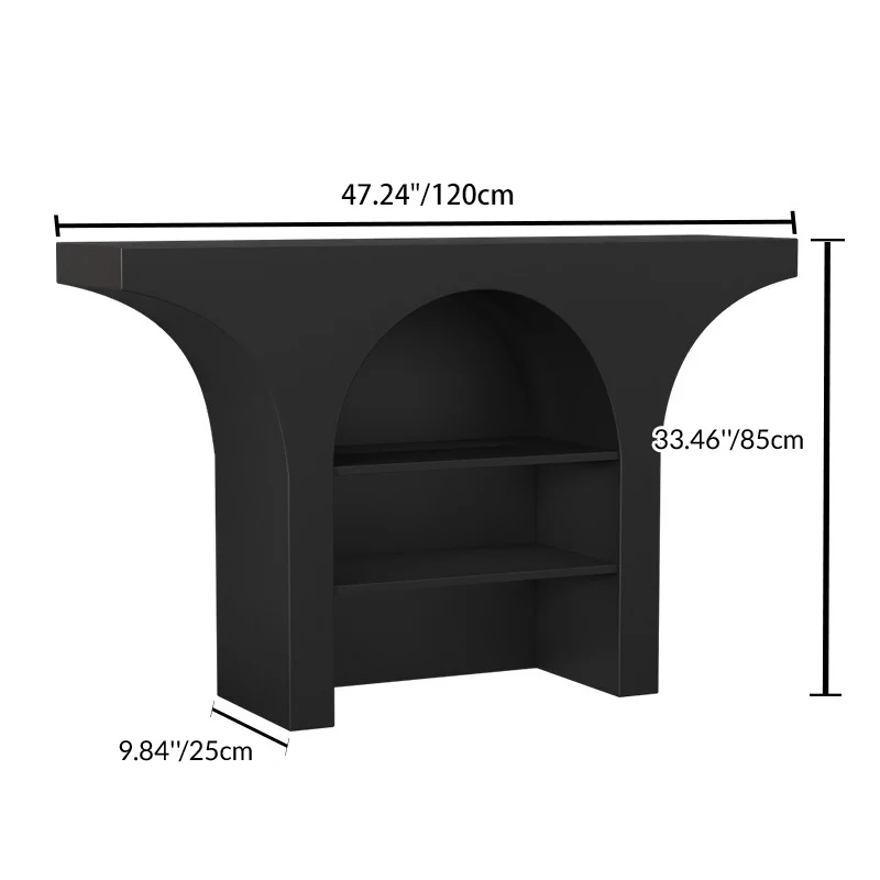 Contemporary Nordic Arched Design Solid Wood Particleboard Console Table 3-Tier For Living Room