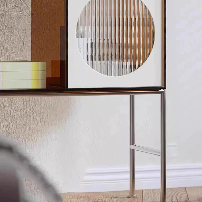 Contemporary Retro Rectangular Acrylic Stainless Steel Display Rack 4-Cabinet For Living Room