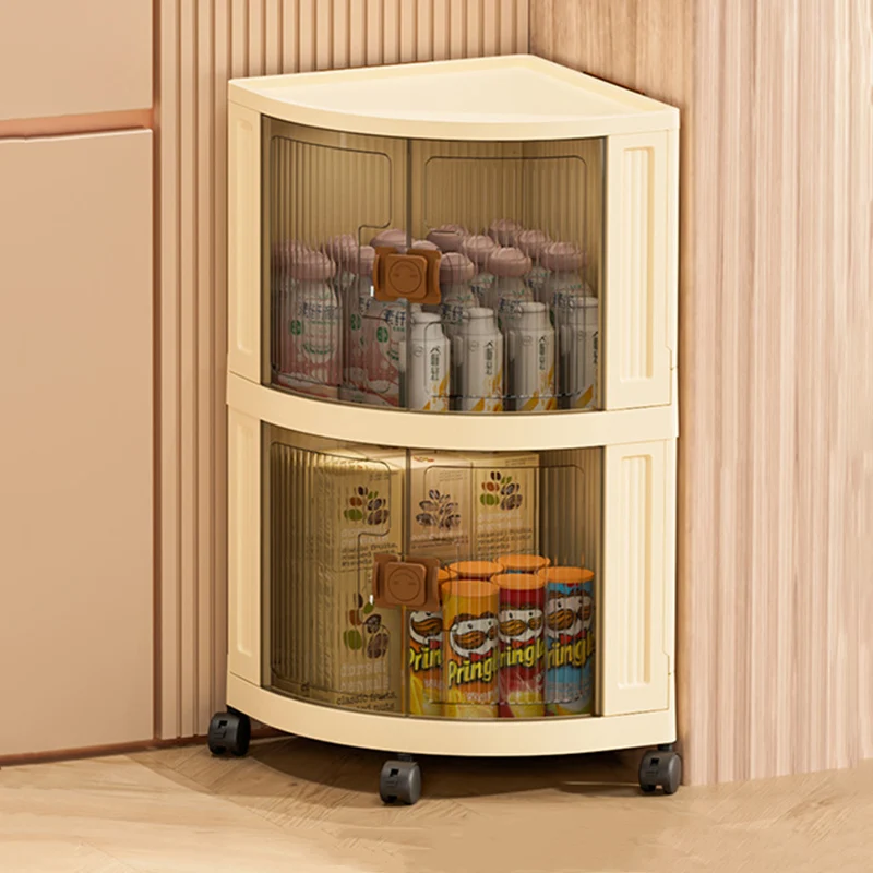 Modern Simplicity Foldable Fan-Shaped PP Movable Corner Storage Cabinet 1/2/3-Cabinet For Living Room