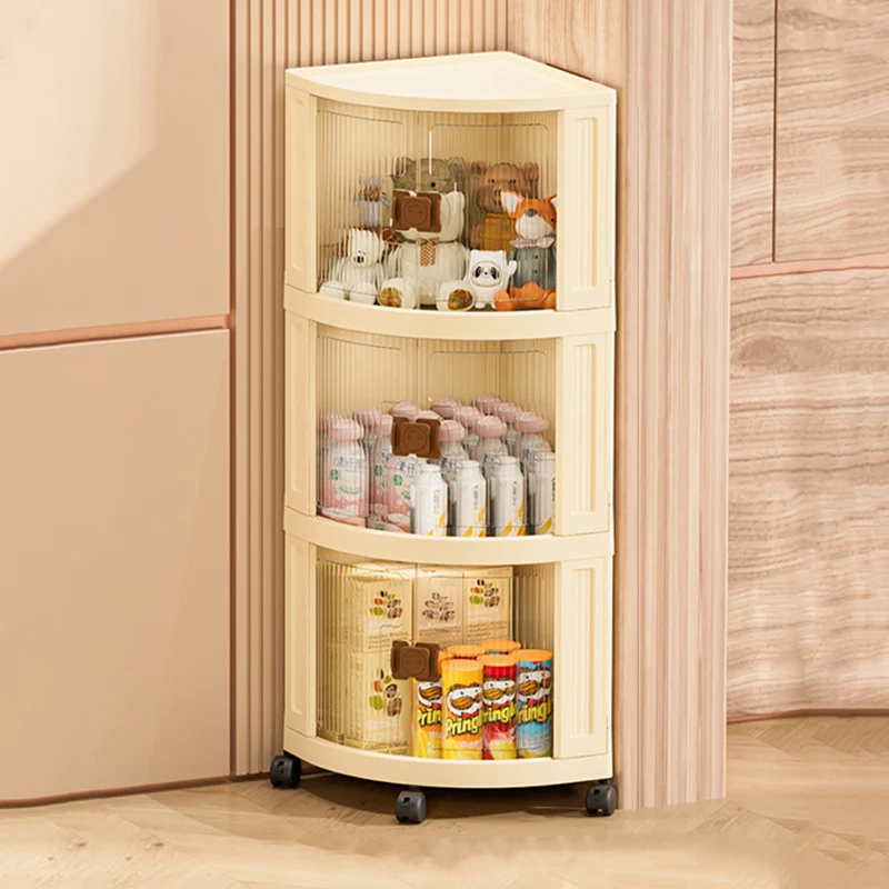 Modern Simplicity Foldable Fan-Shaped PP Movable Corner Storage Cabinet 1/2/3-Cabinet For Living Room