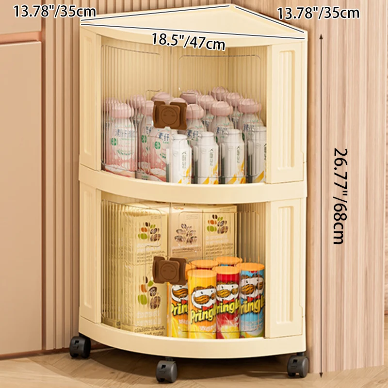 Modern Simplicity Foldable Fan-Shaped PP Movable Corner Storage Cabinet 1/2/3-Cabinet For Living Room