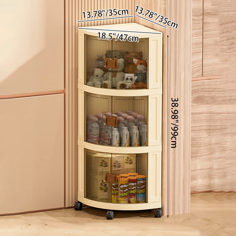 Modern Simplicity Foldable Fan-Shaped PP Movable Corner Storage Cabinet 1/2/3-Cabinet For Living Room