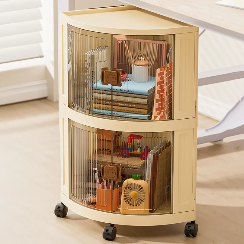 Modern Simplicity Foldable Fan-Shaped PP Movable Corner Storage Cabinet 1/2/3-Cabinet For Living Room