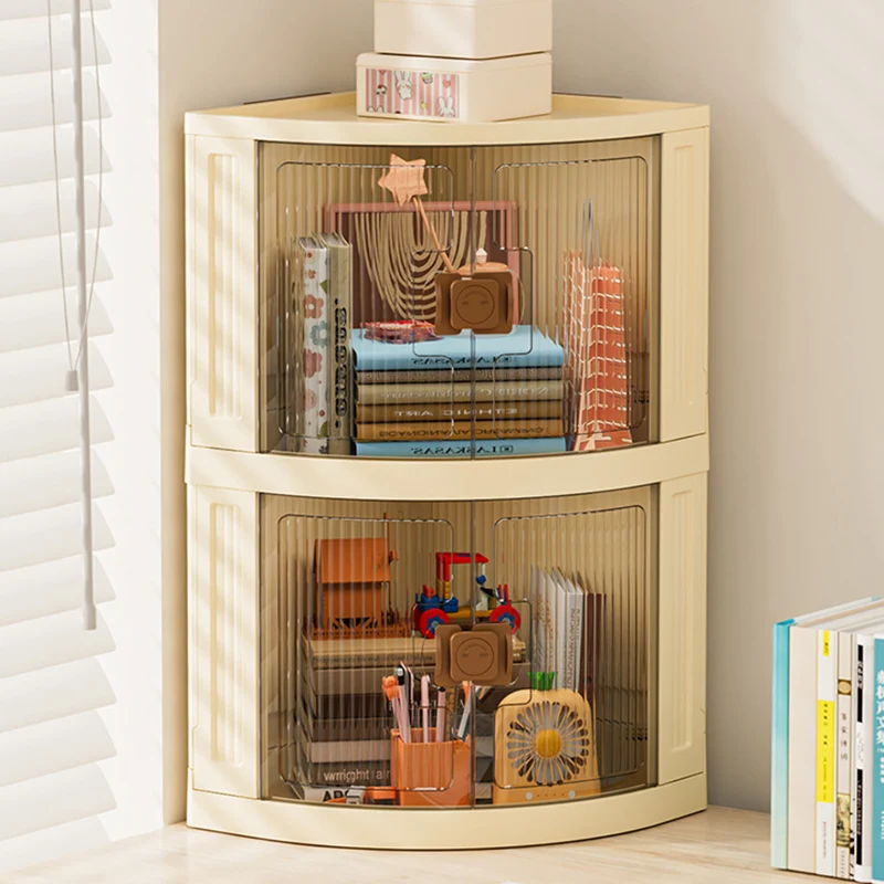 Modern Simplicity Foldable Fan-Shaped PP Movable Corner Storage Cabinet 1/2/3-Cabinet For Living Room