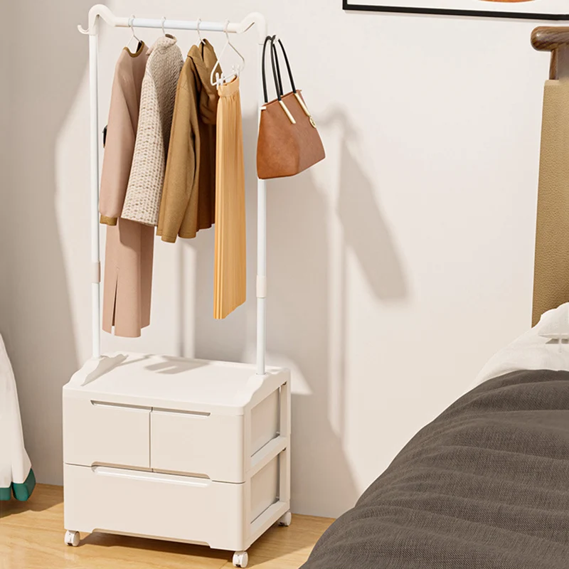 Modern Minimalist Cat Ear Shape Rectangular PP Carbon Steel Movable Storage Cabinet 3-Cabinet For Bedroom