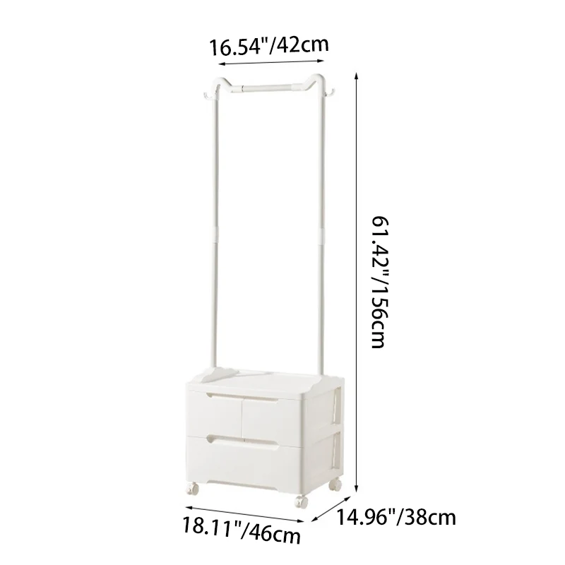 Modern Minimalist Cat Ear Shape Rectangular PP Carbon Steel Movable Storage Cabinet 3-Cabinet For Bedroom