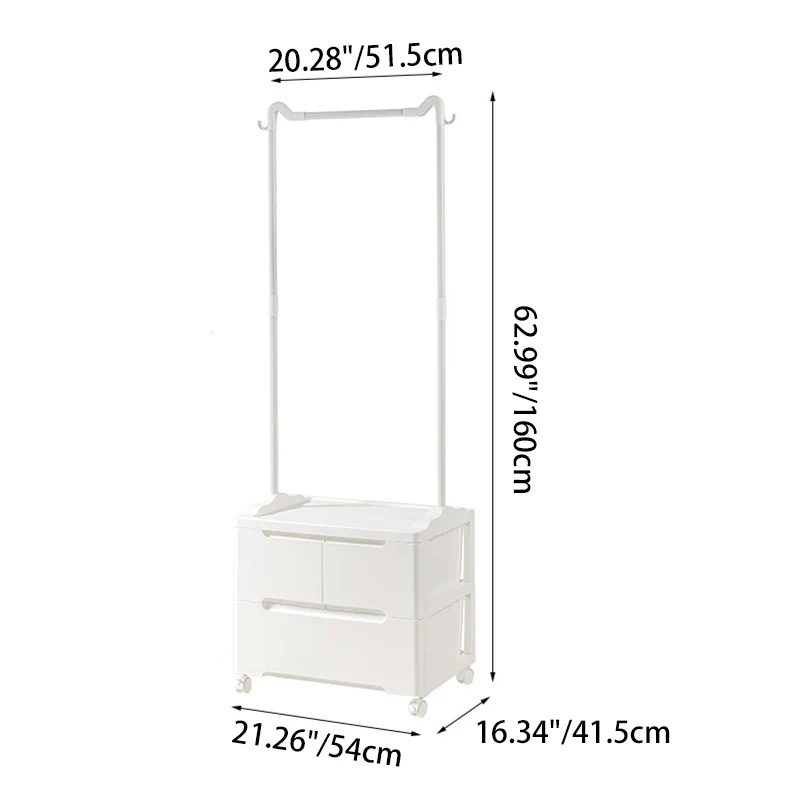 Modern Minimalist Cat Ear Shape Rectangular PP Carbon Steel Movable Storage Cabinet 3-Cabinet For Bedroom